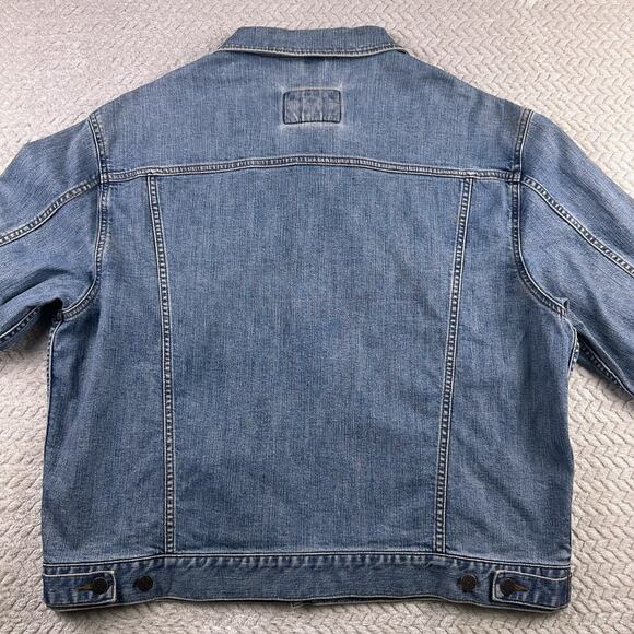 Eddie Bauer Trucker Jean Jacket Mens XL Denim Blue Cowboy motorcycle Grunge - Picture 4 of 14